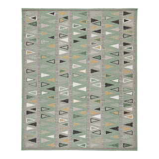 Swedish Geometric Rug by Celerie Kemble for Chairish in Sage, 8'x10' For Sale