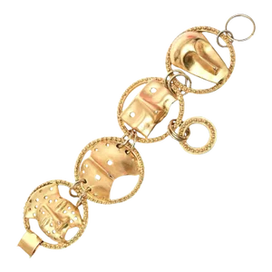 Japanese Signed Yo Hai Gold Plated Mask Charm Bracelet, 1990's