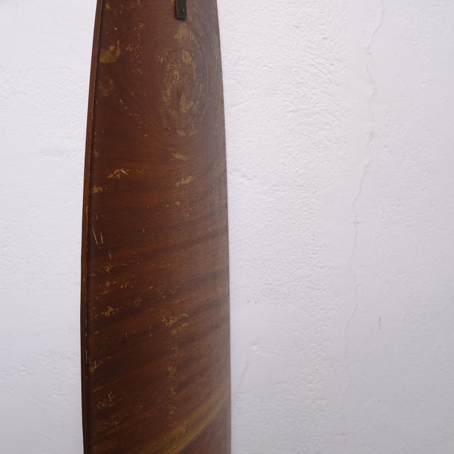 Brown Italian Oval and Convex Teak Mirror, 1950s For Sale - Image 8 of 9