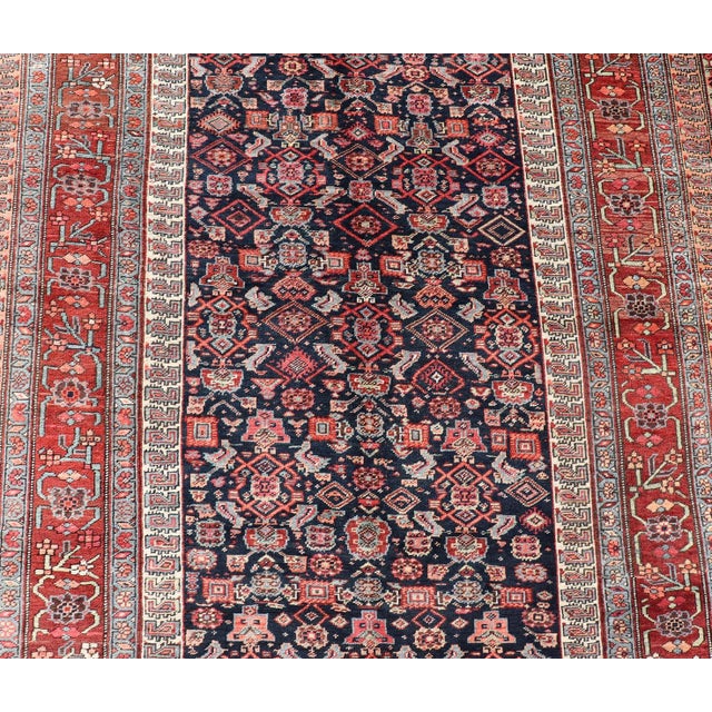 Blue Antique Persian Bidjar Long Gallery Rug With All-Over Sub-Geometric Design For Sale - Image 8 of 14