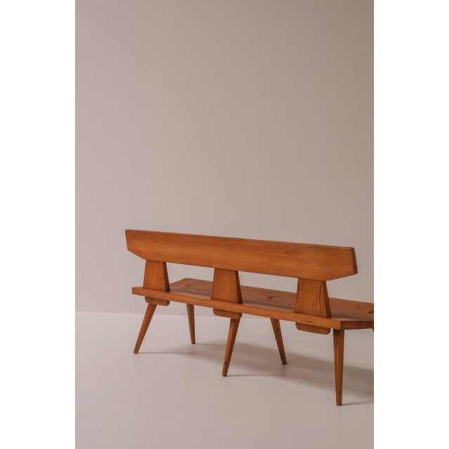 Wood Pine Bench by Jacob Kielland Brandt for I. Christiansen, Denmark, 1960s For Sale - Image 7 of 14