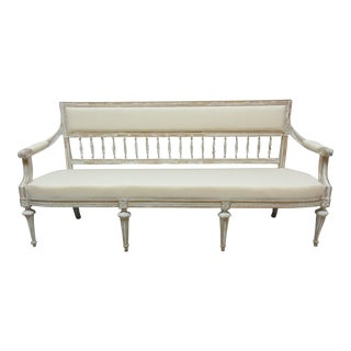 100% Original Painted Swedish Gustavian Settee For Sale