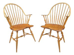 Late 20th Century Master Craftsman David Wright Continuous Windsor Armchairs - A Pair