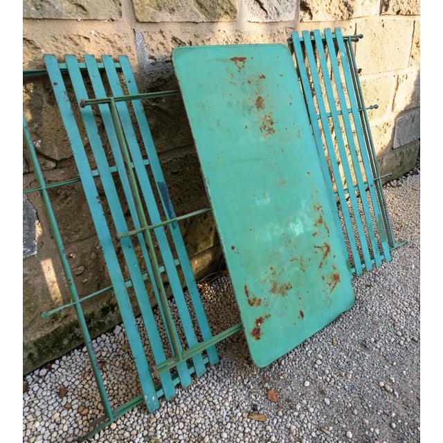 Green Mid 20th Century Folding Steel Dining Set, 3 Pieces For Sale - Image 8 of 9