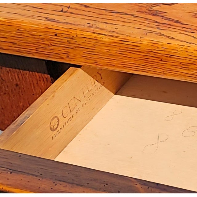 Vintage Oak Herringbone Design Parquetry Writing Desk by Century For Sale - Image 10 of 10