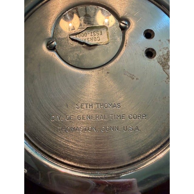 Metal Vintage Mid-Century Seth Thomas "Corsair" Chrome Ship’s Clock & Barometer Set - Untested For Sale - Image 7 of 7