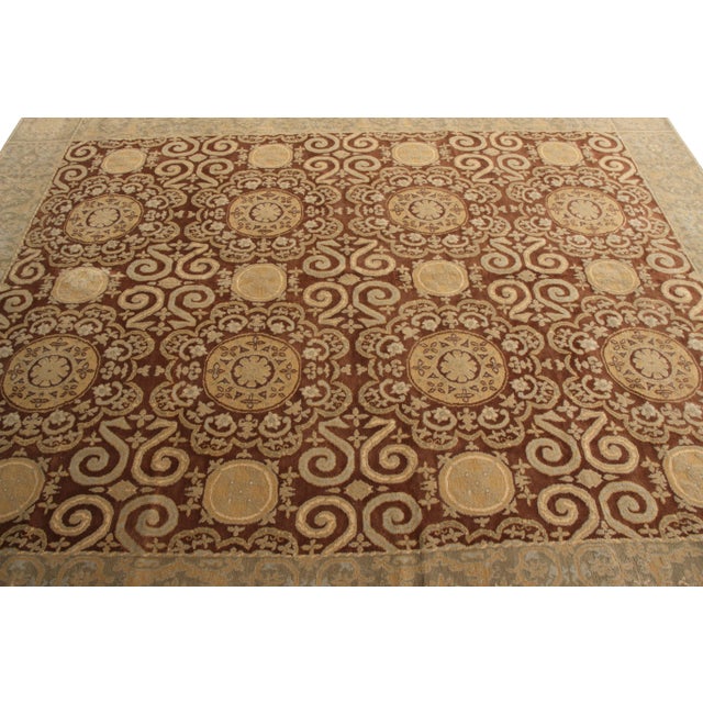 Rug & Kilim Rug & Kilim’s European Style Rug in Beige-Brown and Blue All Over Pattern For Sale - Image 4 of 6