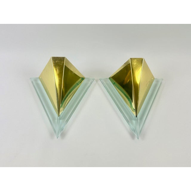 Postmodern Triangular Sconces from Karstadt, 1980s, Set of 2, in Very Good conditions. Designed 1980 to 1989 This piece...