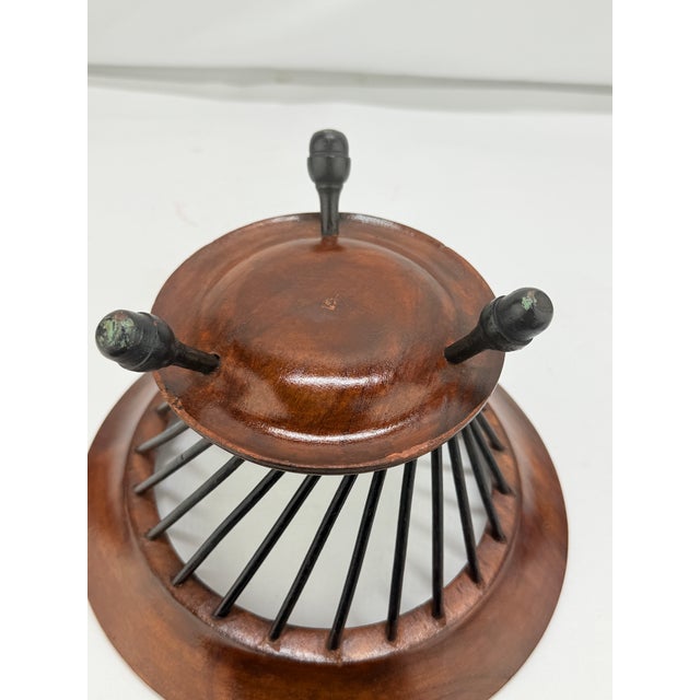 Wood 19th C, Anglo-Indian Turned Teak and Ebonized Wood Basket on Acorn Feet For Sale - Image 7 of 10