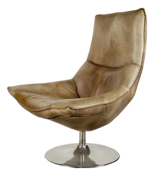 Designer Leather Swivel Lounge Chair