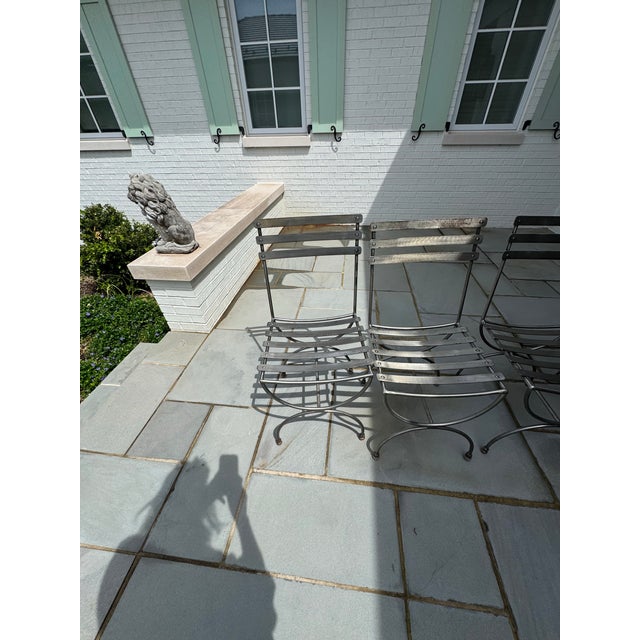 Set of 4 Steel Klismos Curule Dining Chairs, Mid-Century, From Italy For Sale - Image 10 of 12
