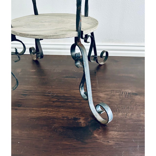 Black Vintage Wrought Iron and Marble 4-Tiered Etagere For Sale - Image 8 of 9