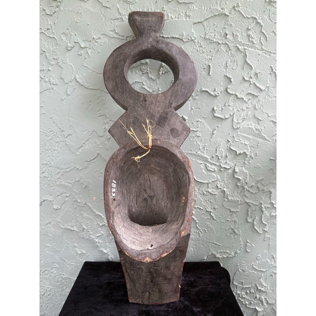 Large Hand-Carved African Tribal Mask Sculpture in Painted Wood, 23.25”h For Sale In Orlando - Image 6 of 12