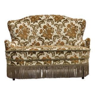 Small Danish 2-Seater Sofa in Brown/Beige Furniture Fabric, 1970s For Sale