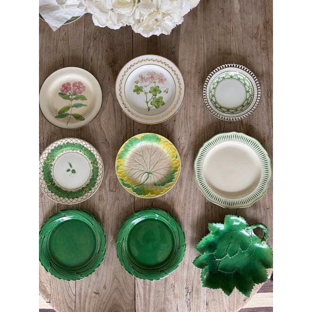 Antique Early 19th Century Georgian Creamware Green Leaf Edge Plates- Set of 2 For Sale - Image 9 of 9