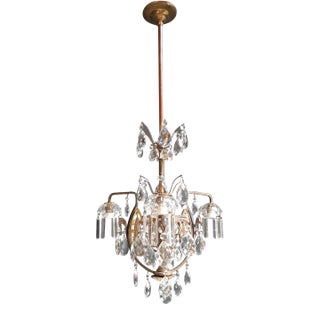 1930s Art Nouveau Crystal Chandelier Lustre Ceiling Lamp For Sale