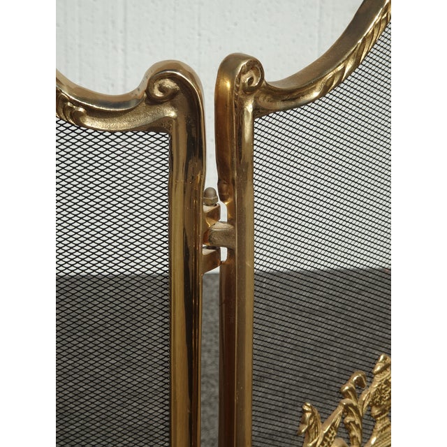 Vintage French Provincial Ribbons Love Birds Gold Brass Fireplace Screen #2 For Sale - Image 13 of 14