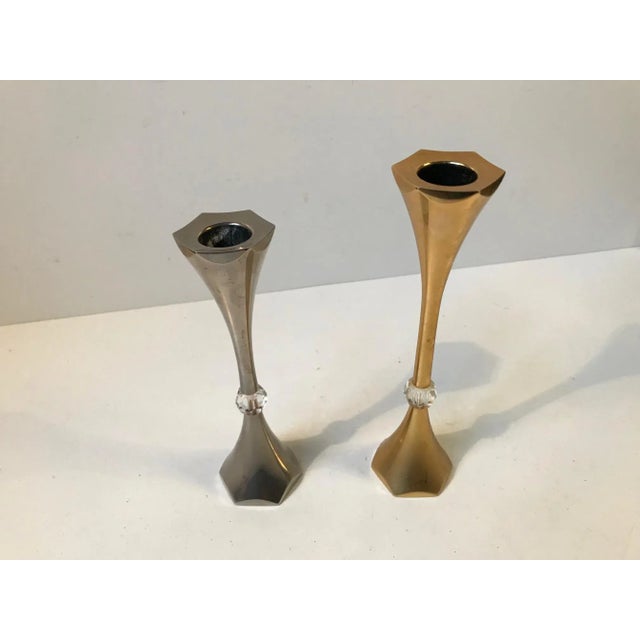 Mid-Century Gold Plated Candleholders by Hugo Asmussen, 1960s, Set of 2 For Sale - Image 4 of 8