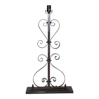 19th Century Decorative French Wrought Iron Lamp Base For Sale