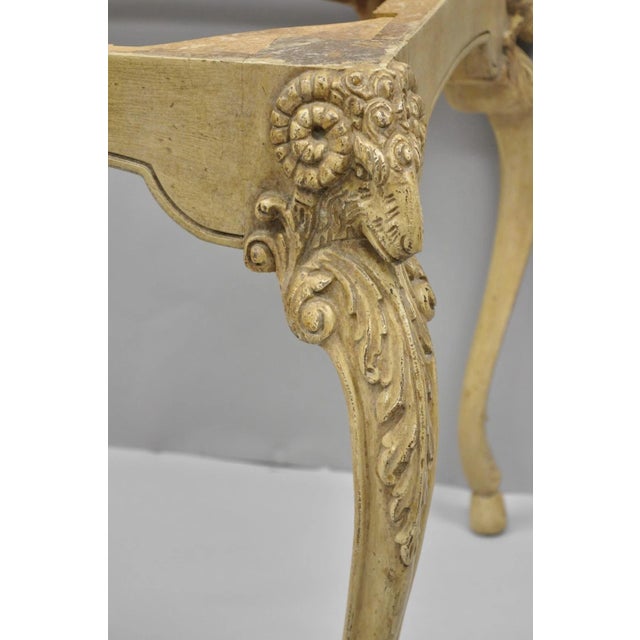 Vintage Italian Regency Rams Head Carved Hoof Foot Console Table Base For Sale - Image 4 of 15