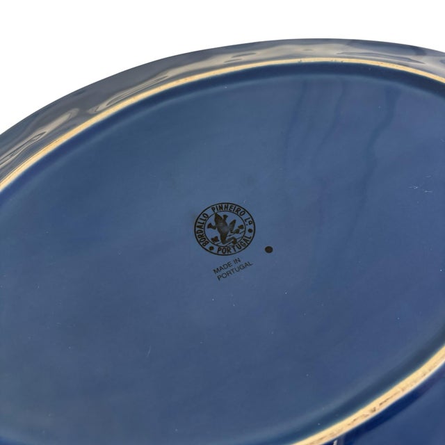 Late 20th Century Late 20th Century Bordallo Pinheiro Portugal Grape Blue Grapevine Motif Ceramic Serving Platter For Sale - Image 5 of 5