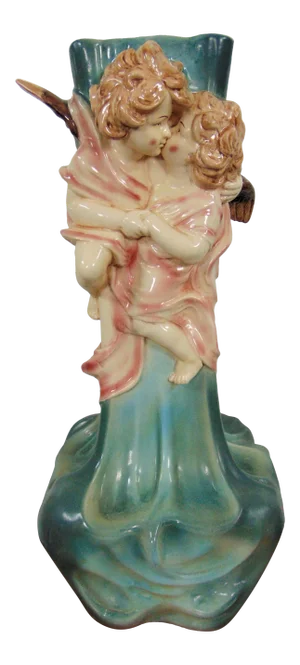 Charenton Art Nouveau Pottery Cherubs Umbrella Stand