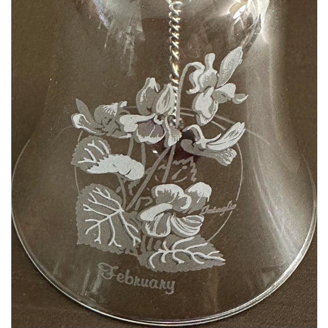 Vintage 20th Century Glass February Amethyst Birthstone Bell Made For Sale In Orlando - Image 6 of 8