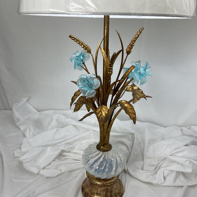 Vintage Italian Gold Leaf and Venetian Glass Table Lamps For Sale - Image 9 of 18