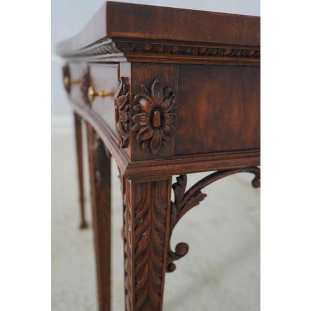 Maitland Smith Chippendale Style 3 Drawer Mahogany Server Console For Sale - Image 9 of 18
