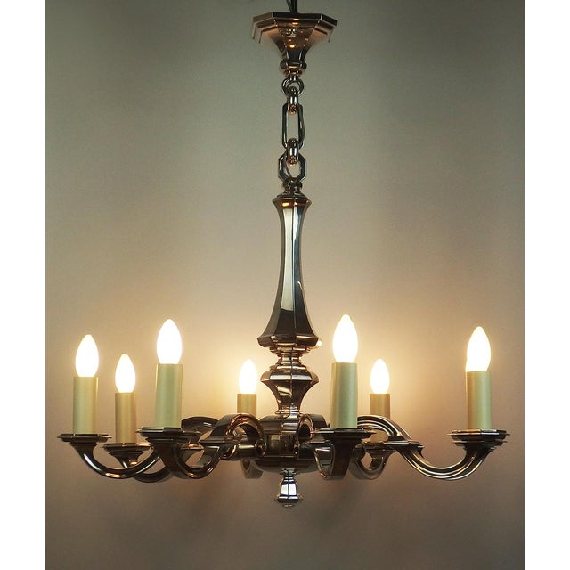 Art Deco Chandelier in Silvered Bronze, 1930s For Sale - Image 4 of 12