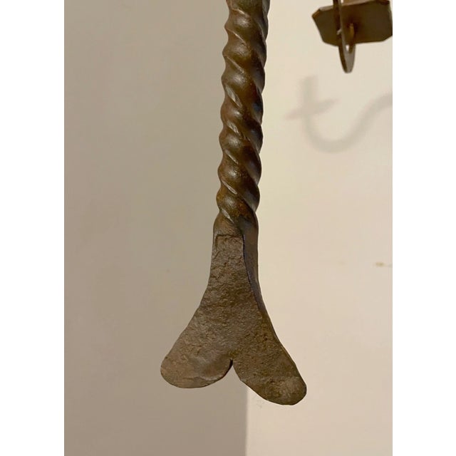 Large Vintage Handmade Wrought Iron Bird Hanging Candle Holder Chandelier Lamp For Sale - Image 9 of 17