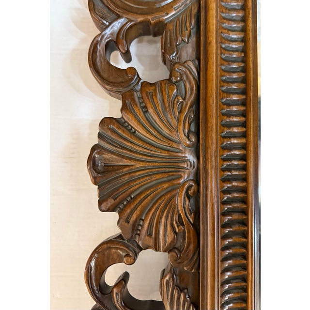 Drexel Large Ornate Hand Carved Wood Wall Mirror For Sale - Image 4 of 5
