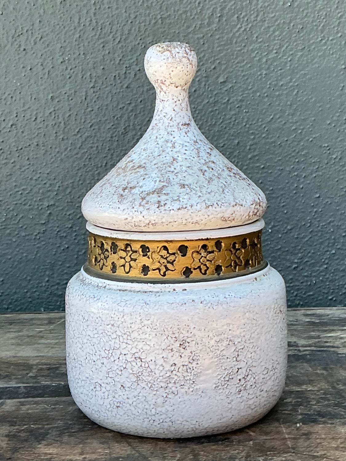 Vintage Italian Rosenthal Netter Glazed Ceramic Lidded Jar - Back view