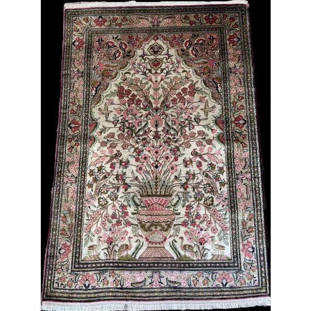 Ghom Silk Oriental Rug in 100% Silk, 1980s For Sale - Image 3 of 3