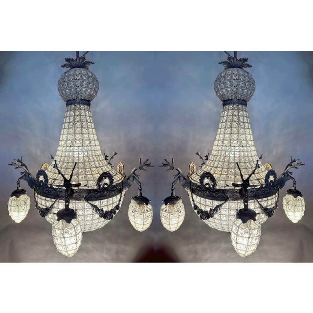 1980s French Louis XVI Charcoal Bronze Chandeliers - Pair For Sale - Image 18 of 18