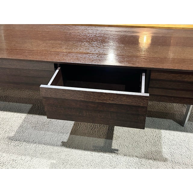 Dark Wood Credenza With Louvered Front Drawers For Sale - Image 4 of 7