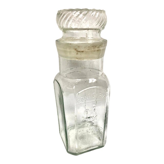 Belgian Glass Embossed Confectionary Jar For Sale