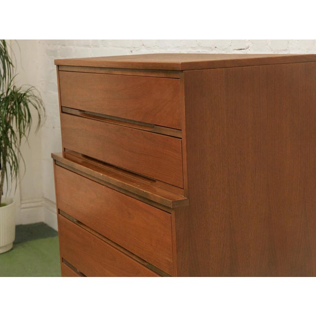 Mid 20th Century Mid Century Five Drawer Walnut Dresser For Sale - Image 10 of 12