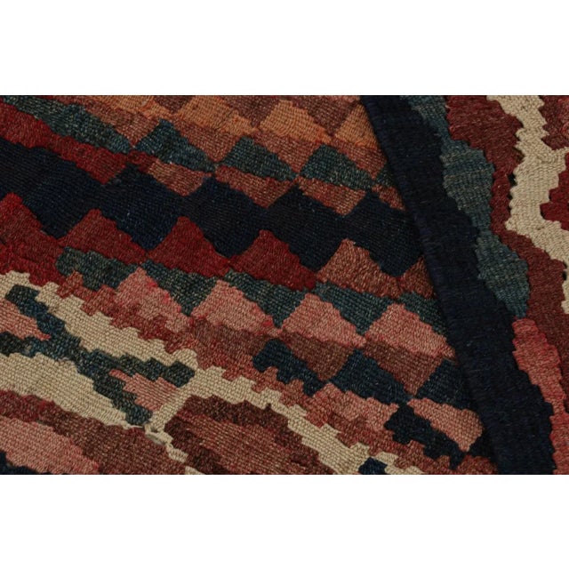 Textile 1950s Vintage Afghan Tribal Kilim With Colorful Geometric Patterns For Sale - Image 7 of 7