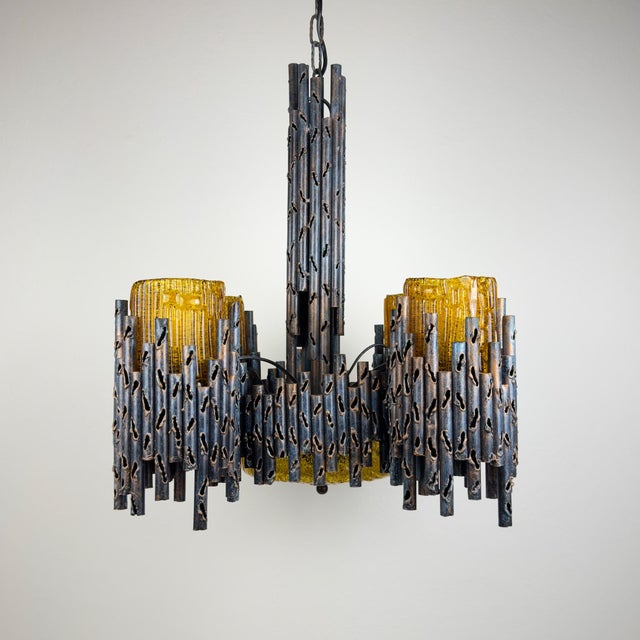 1960s Brutalist Chandelier by Marcello Fantoni for Fantoni Studio, Florence, Italy, 1960s For Sale - Image 5 of 18