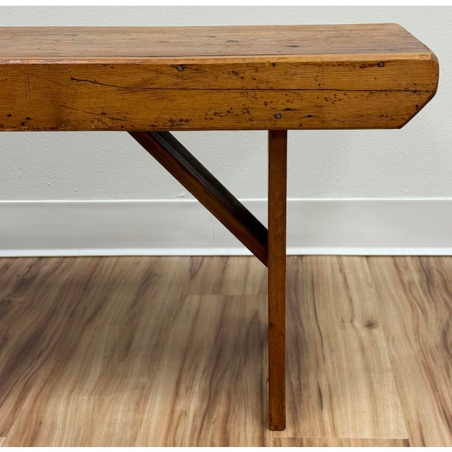 Vintage 4ft Primitive Farmhouse Style Bench For Sale - Image 9 of 13