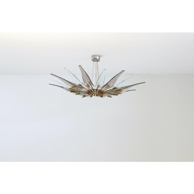 Model 1563 Dahlia Glass Chandelier by Max Ingrand for Fontana Arte, Italy, 1955 For Sale - Image 11 of 13