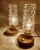 Pair of 60s table lamps, wood with brass trim, bubble glass shades Dimensions Height 24 cm / 9.44 in Diameter 11 cm / 4.33...