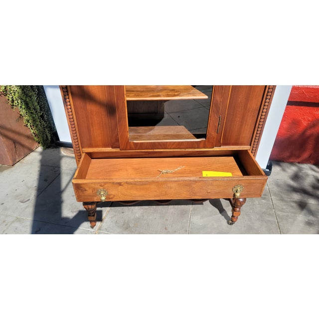 1920s Antique 1920s Walnut Spanish Revival China Cabinet Bookcase For Sale - Image 5 of 10