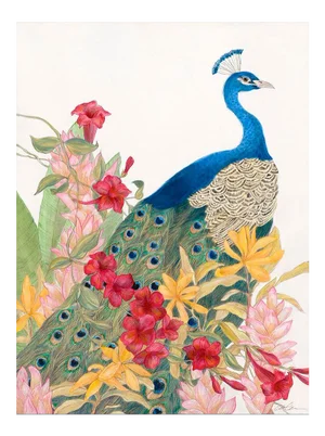 Contemporary Allison Cosmos "A Peacock's Paradise" Painting