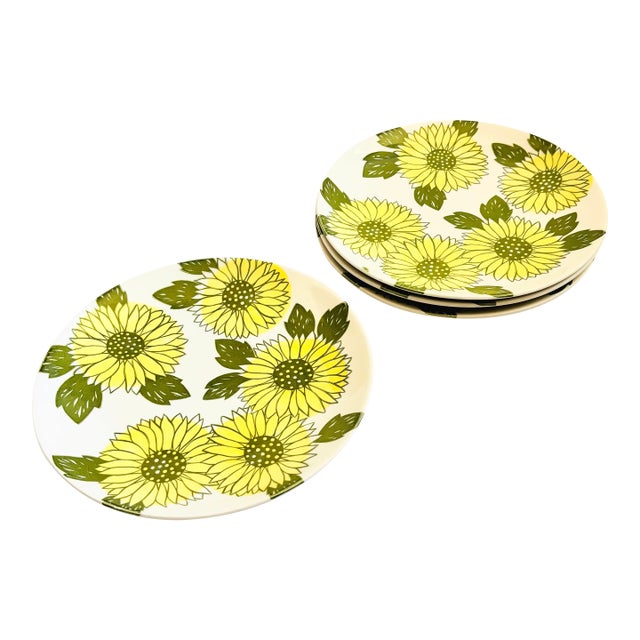 Mid 20th Century Mid Century Modern Royal Ironstone Sunshine Dinner Plates - Set of 4 For Sale