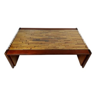 Large Coffee Table with Glass Top attributed to Percival Lafer, 1960s For Sale