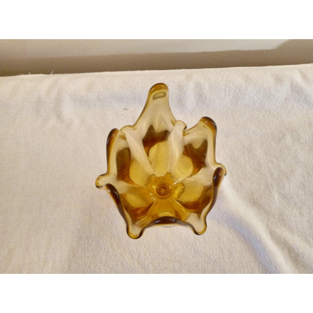 Mid-Century Modern Vintage 1960's Viking Epic "Six Petal" Amber Footed Base 8 1/4" For Sale - Image 3 of 5