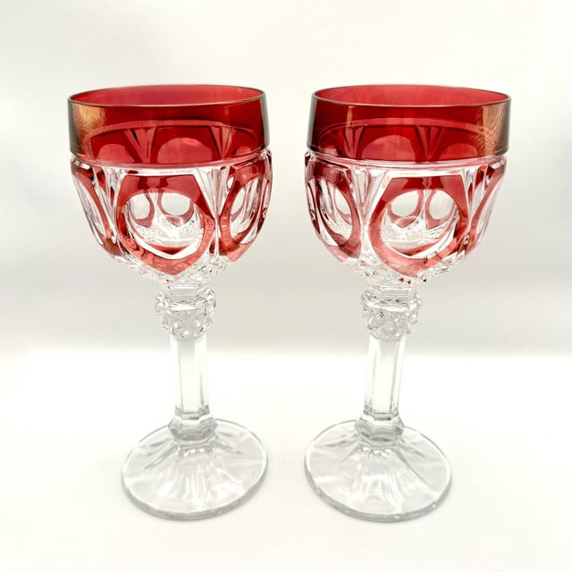 Late 20th Century Nachtmann "Napoleon" Colored Crystal Water Goblets (Set of 5) For Sale In Portland, OR - Image 6 of 8