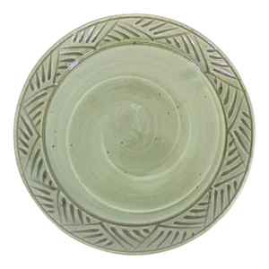 Vintage Large Green Studio Pottery Platter, Signed